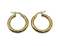 Gorgeous Solid 10k Yellow Gold Textured Hoop Earrings!
