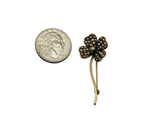 Gorgeous Solid 14k Yellow Gold Clover Brooch!