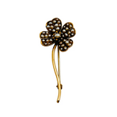 Gorgeous Solid 14k Yellow Gold Clover Brooch!