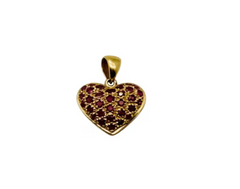 Gorgeous Solid 14k Yellow Gold and Ruby Heart Charm Pendant!