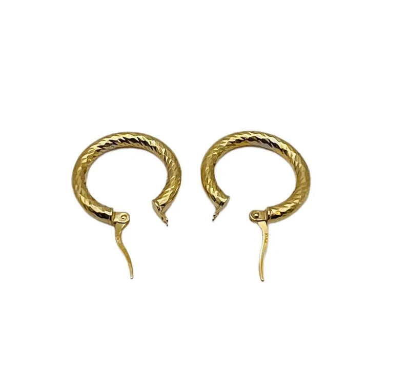 Gorgeous Solid 10k Yellow Gold Textured Hoop Earrings!