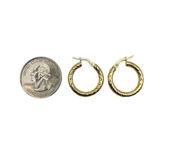 Gorgeous Solid 10k Yellow Gold Textured Hoop Earrings!