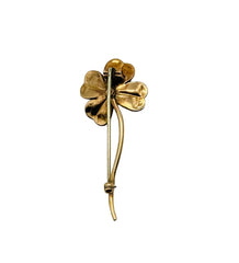Gorgeous Solid 14k Yellow Gold Clover Brooch!