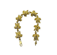 Stunning 14k Yellow Gold Turtle Link Chain Bracelet! 8 Inches!
