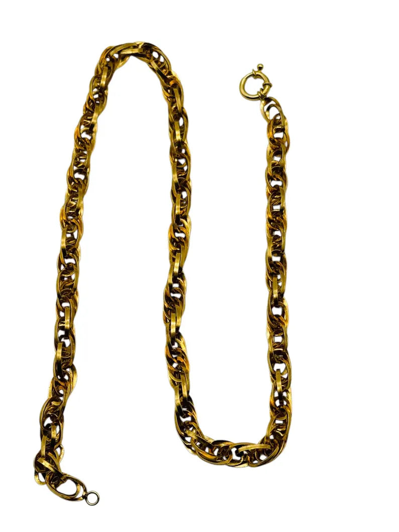 Beautiful Solid 14k Yellow Gold Twisted Chain Necklace! 18 Inches!