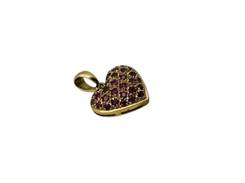 Gorgeous Solid 14k Yellow Gold and Ruby Heart Charm Pendant!