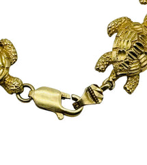 Stunning 14k Yellow Gold Turtle Link Chain Bracelet! 8 Inches!
